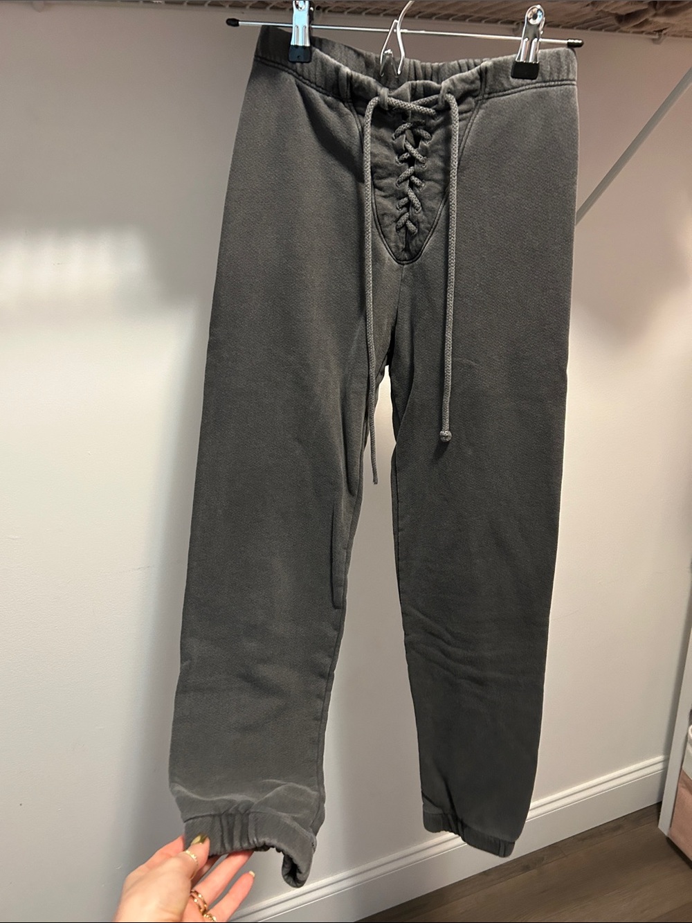 Joah Brown Gray Lace-Up Jogger Pants